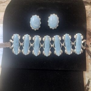 Coro bracelet and clip earring set.